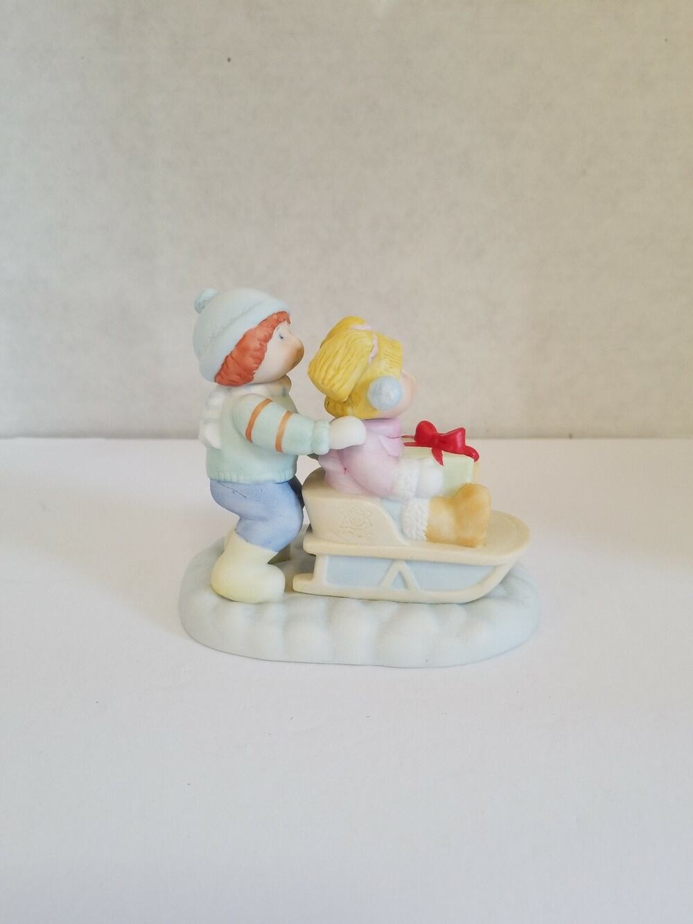 Vtg. Cabbage Patch Kids Porcelain Sleigh Ride Figurine 5400 Christmas Ornament